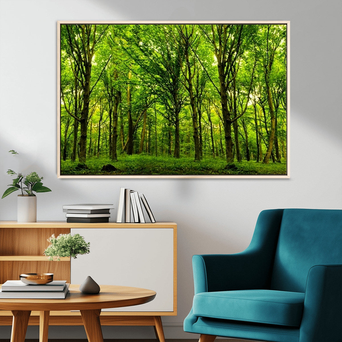 Lush Green Forest Canvas Print | 3-Panel Forest Wall Art |