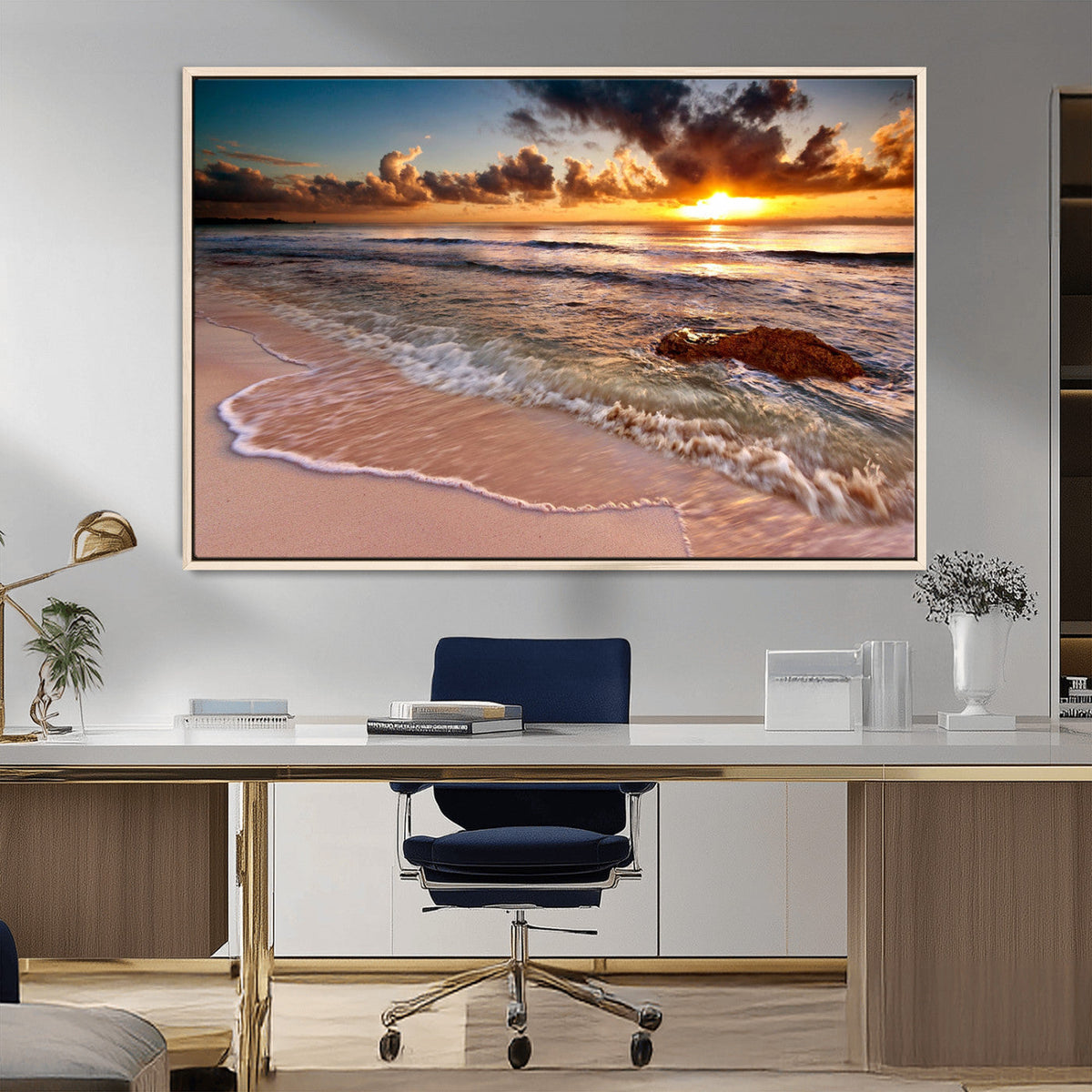 Sunset on Ocean Wall Art Canvas Print