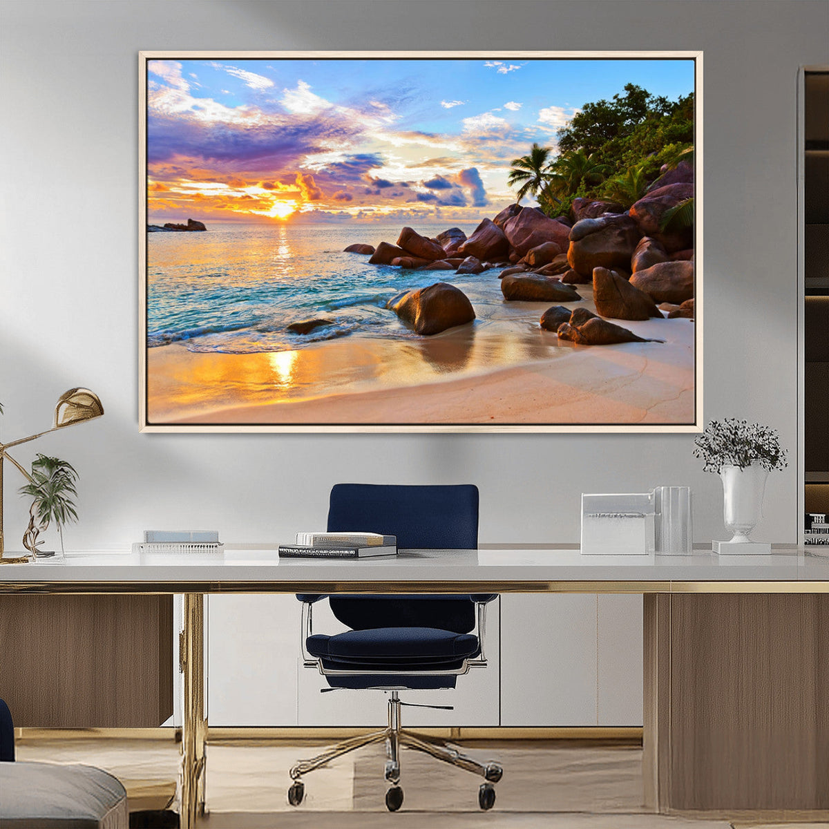 Tropical Island Beach Sunset Canvas Print