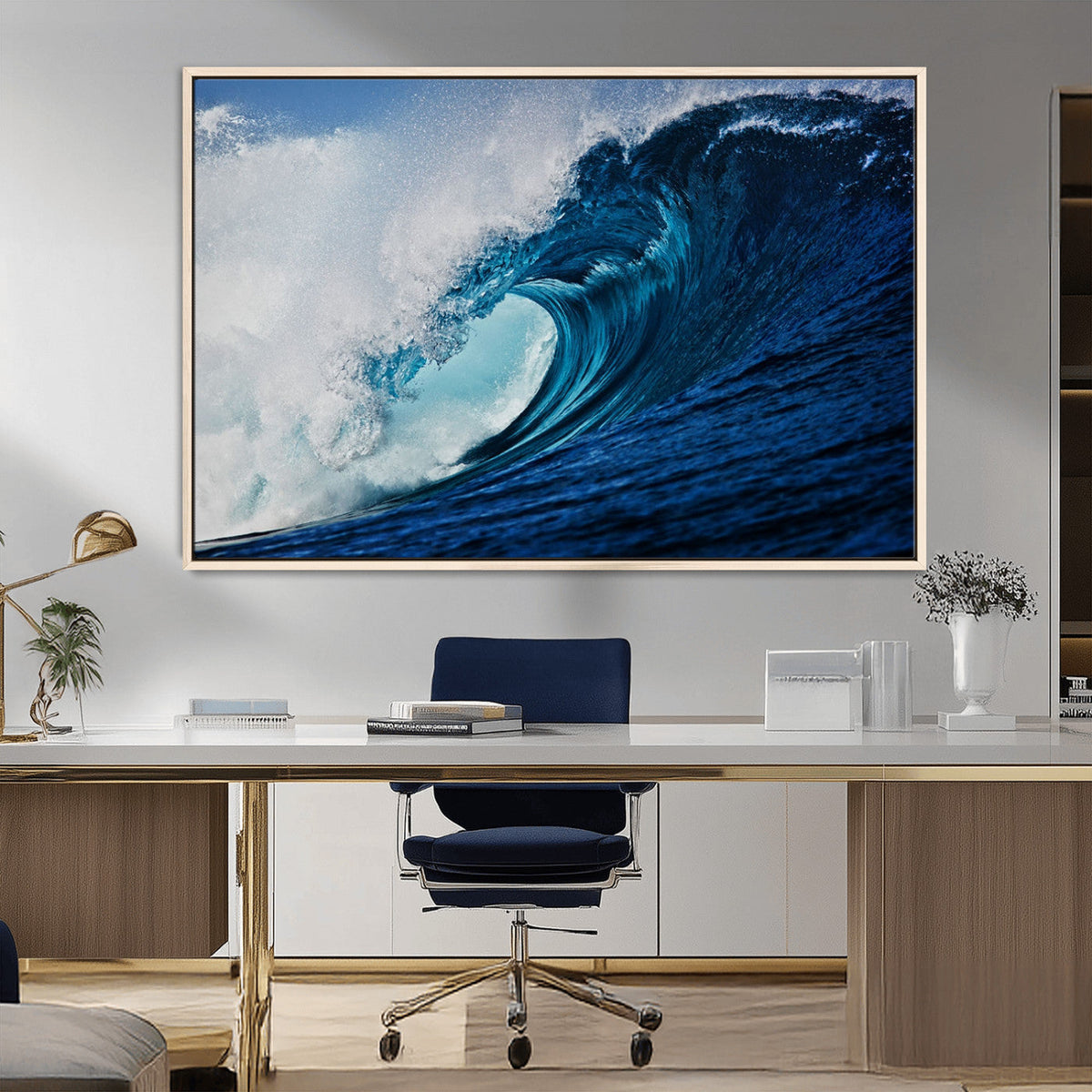 Ocean Wave at Sunset Canvas Art, Large Wall Print of Vibrant
