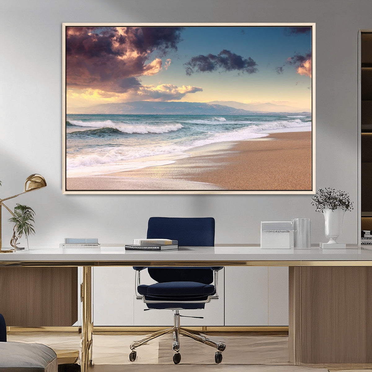 Cloudy Weather Beach Sunset Canvas Print | Sunrise Wall Art