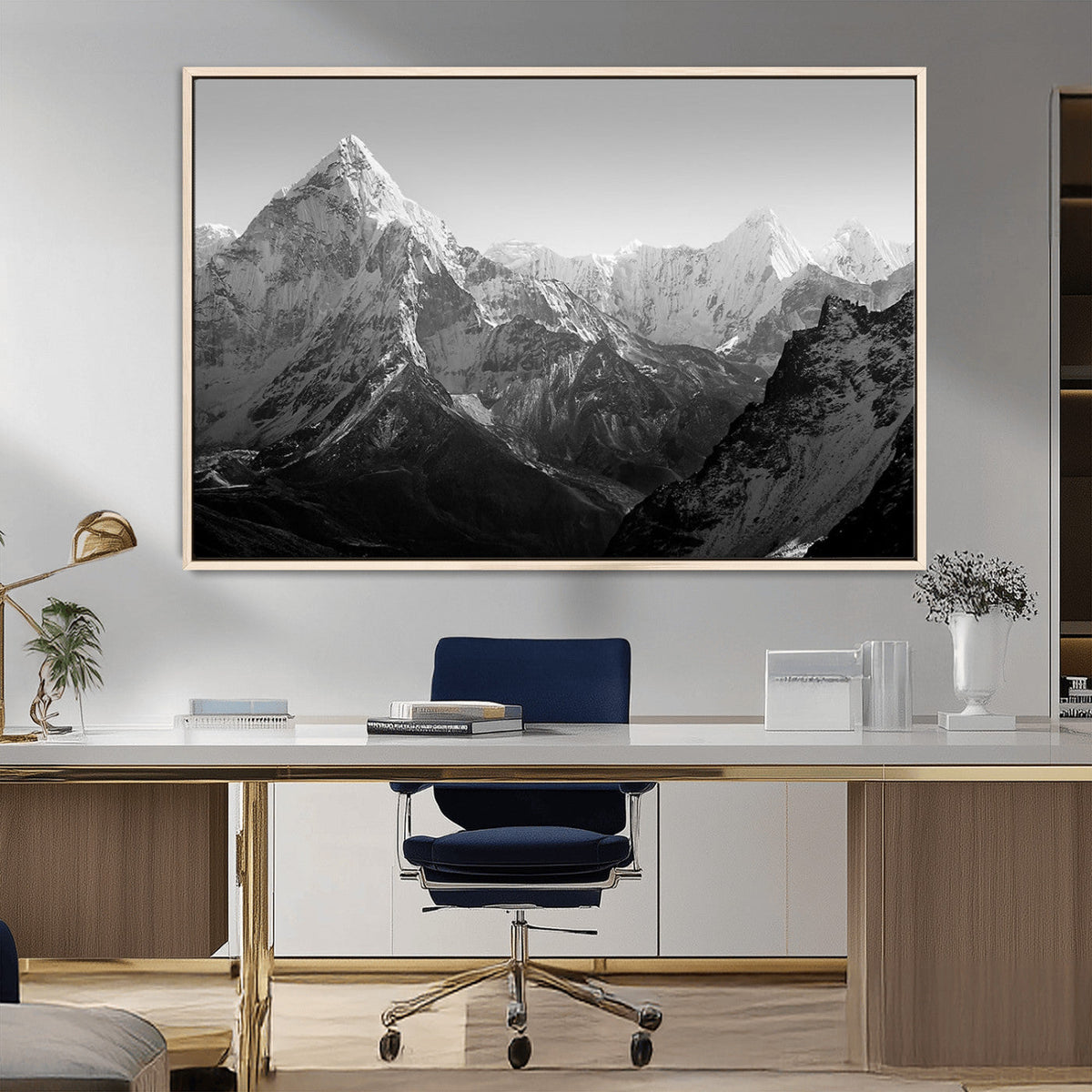 Everest Himalaya Mountain Peaks Black & White Triptych