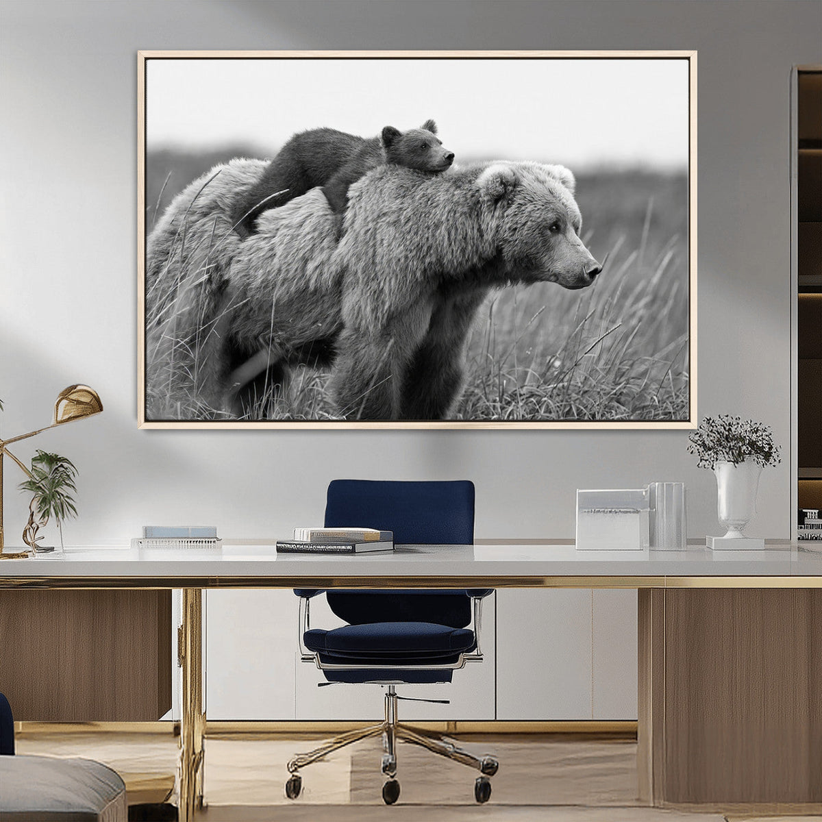 Bear and Cub Wall Art Canvas | 399 Bear Cub