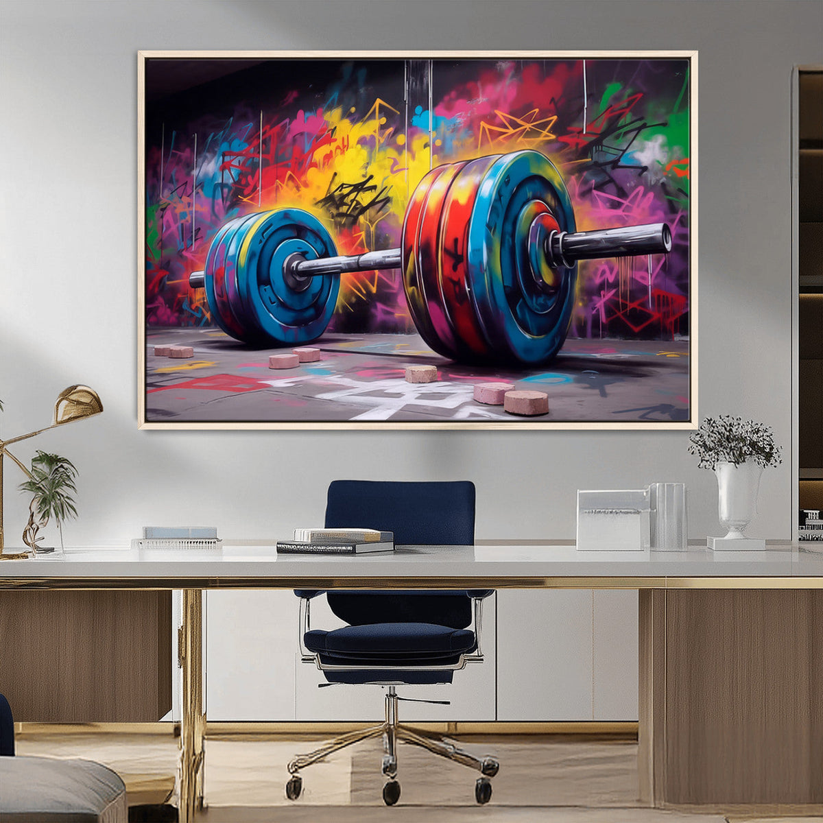Abstract Graffiti Barbell Canvas Wall Art – Urban Fitness