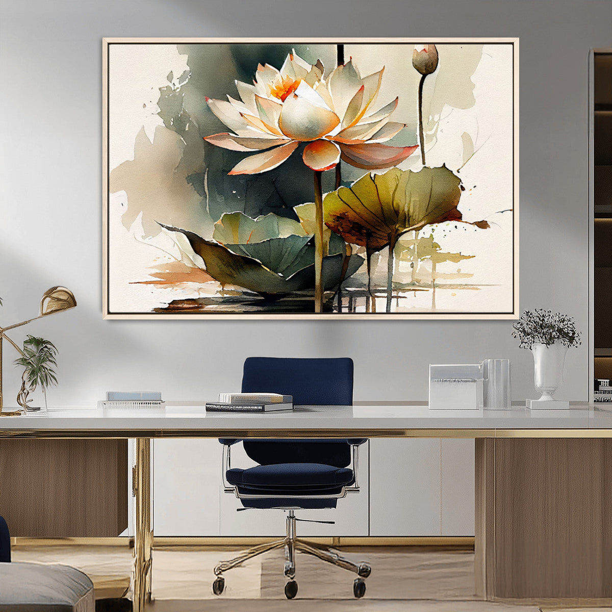Lotus Flower Watercolor Canvas Print – A Symbol of Serenity