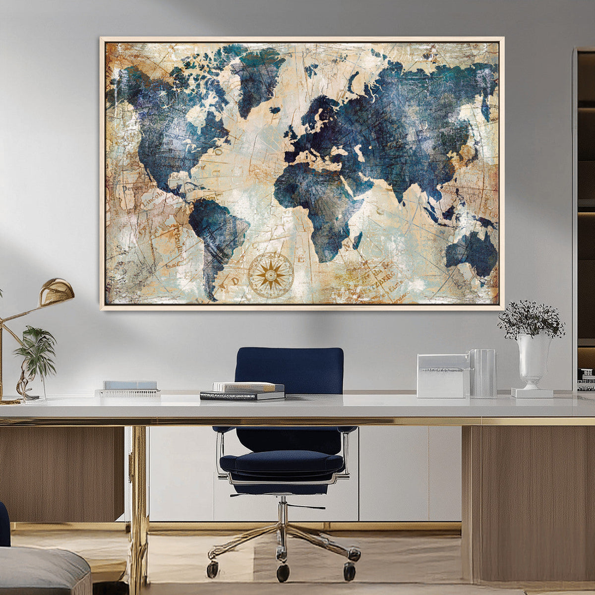World Map Canvas Print – Framed Wall Art for Couples,