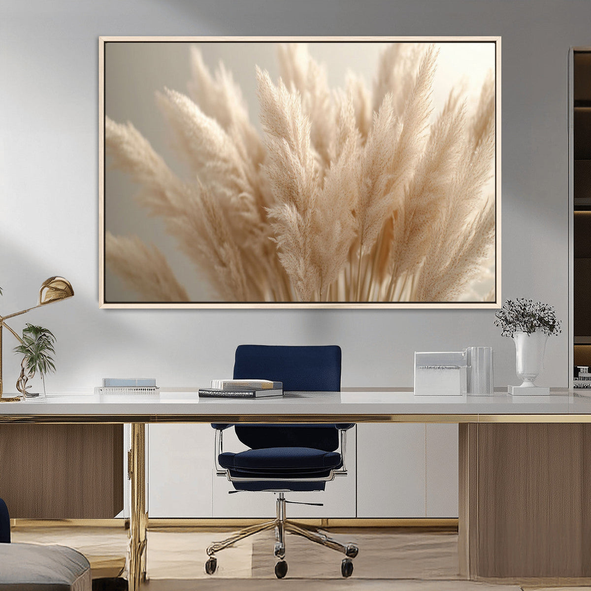 Pampas Grass Canvas Wall Art - Elegant Neutral Decor for