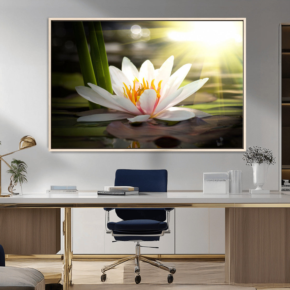 Lotus Flower Wall Art Canvas Print, Water Lily Large Wall