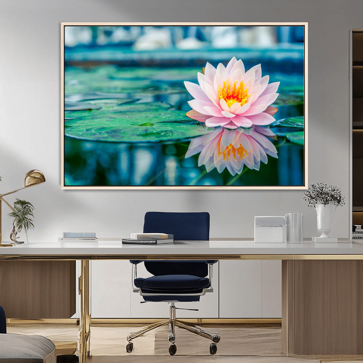 Lotus Flower Wall Art Canvas Print, Water Lily Large Wall