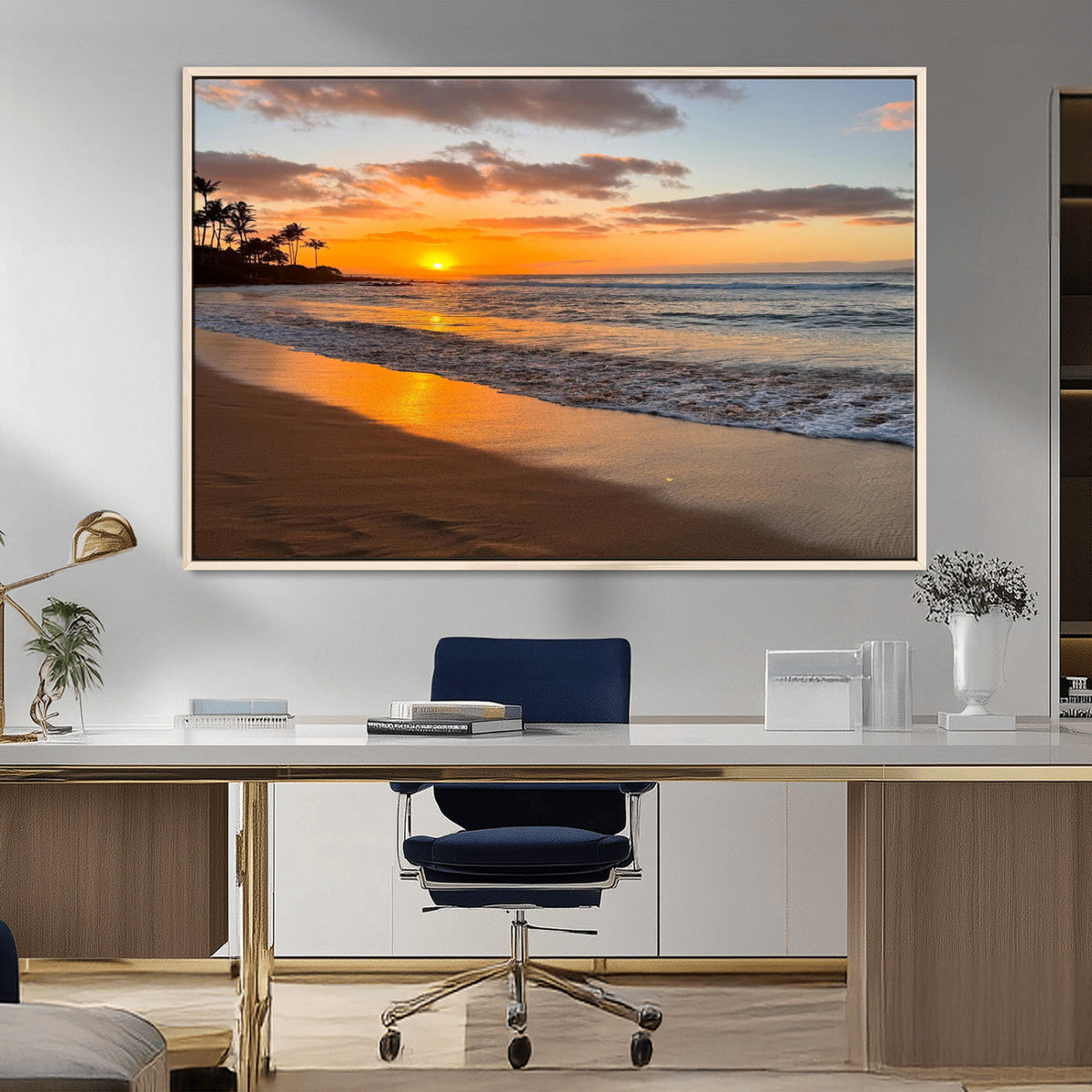 Sunset Wall Art Print - Stunning Beach Sunset Canvas Artwork