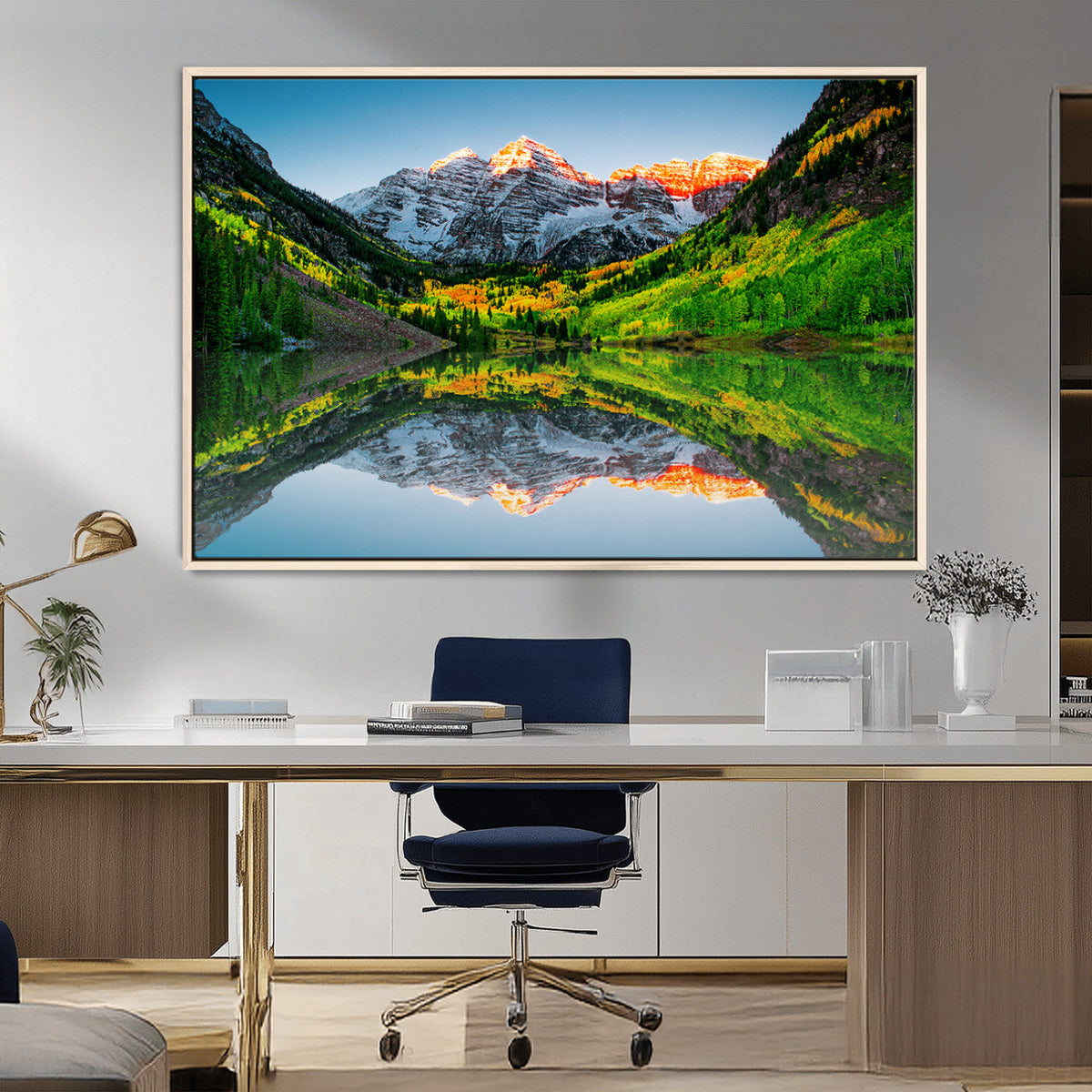 Maroon Bells Lake Wall Art Canvas Print – Framed Majestic