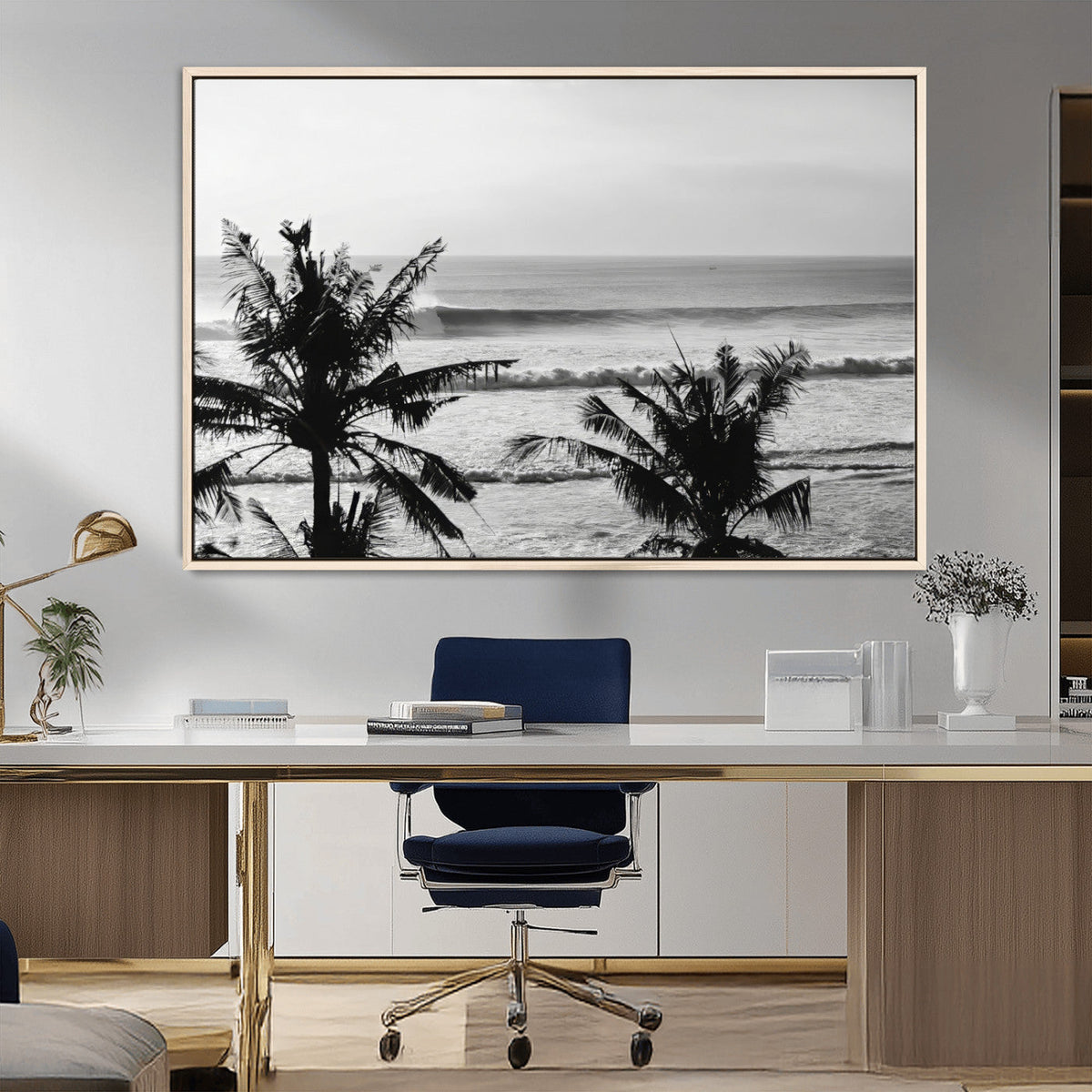 Tropical Coastline Wall Art Canvas Print – Framed Palm Trees