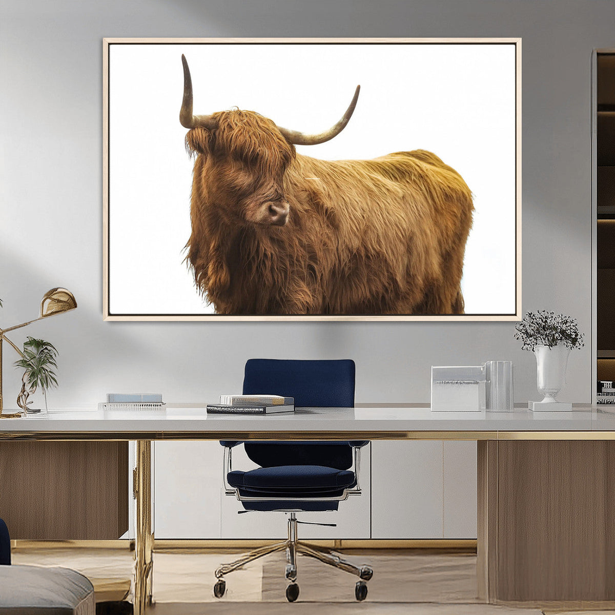 Highland Cow Wall Art Canvas Print – Framed Farmhouse Rustic