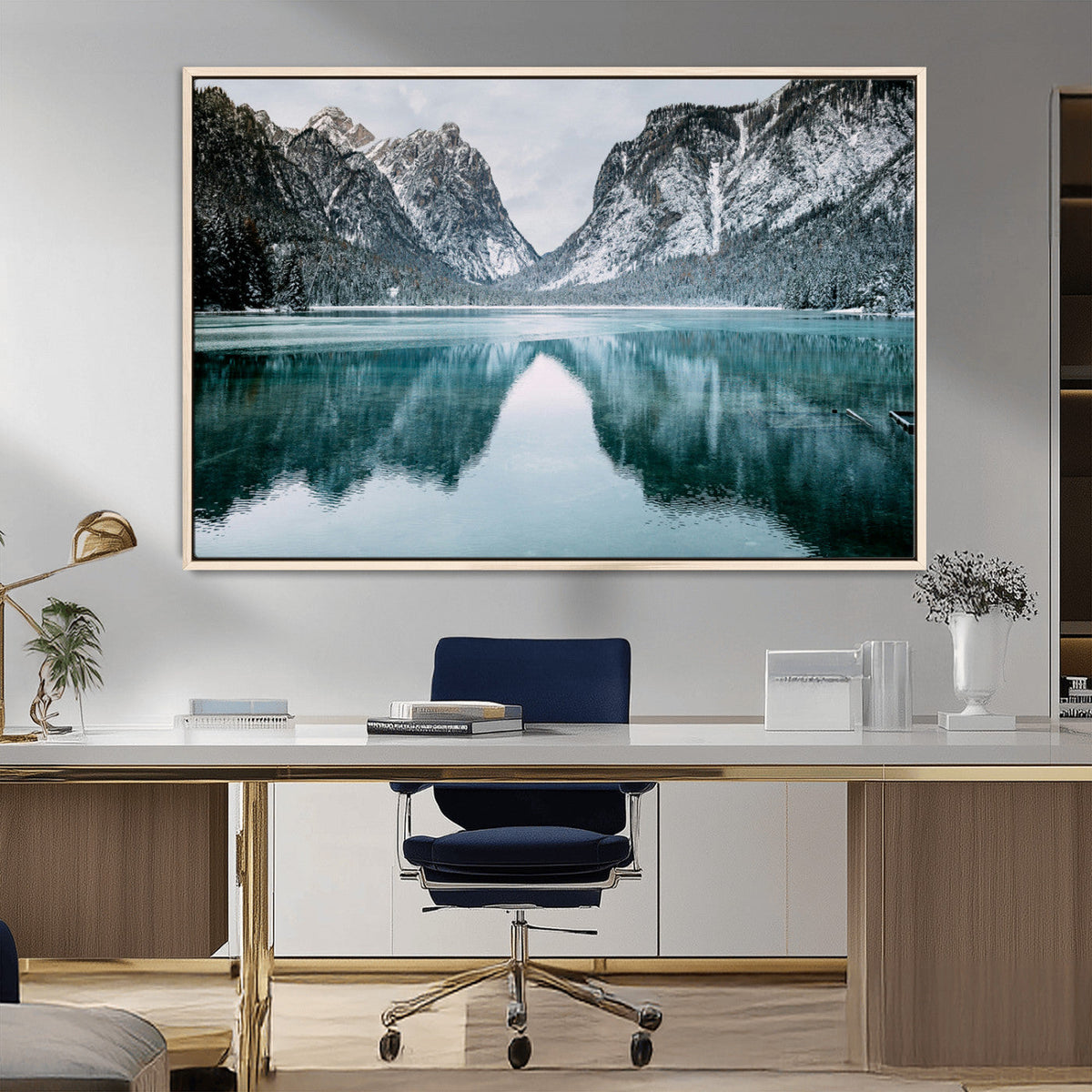 Mountain Lake Wall Art Canvas Print – Framed Toblacher See