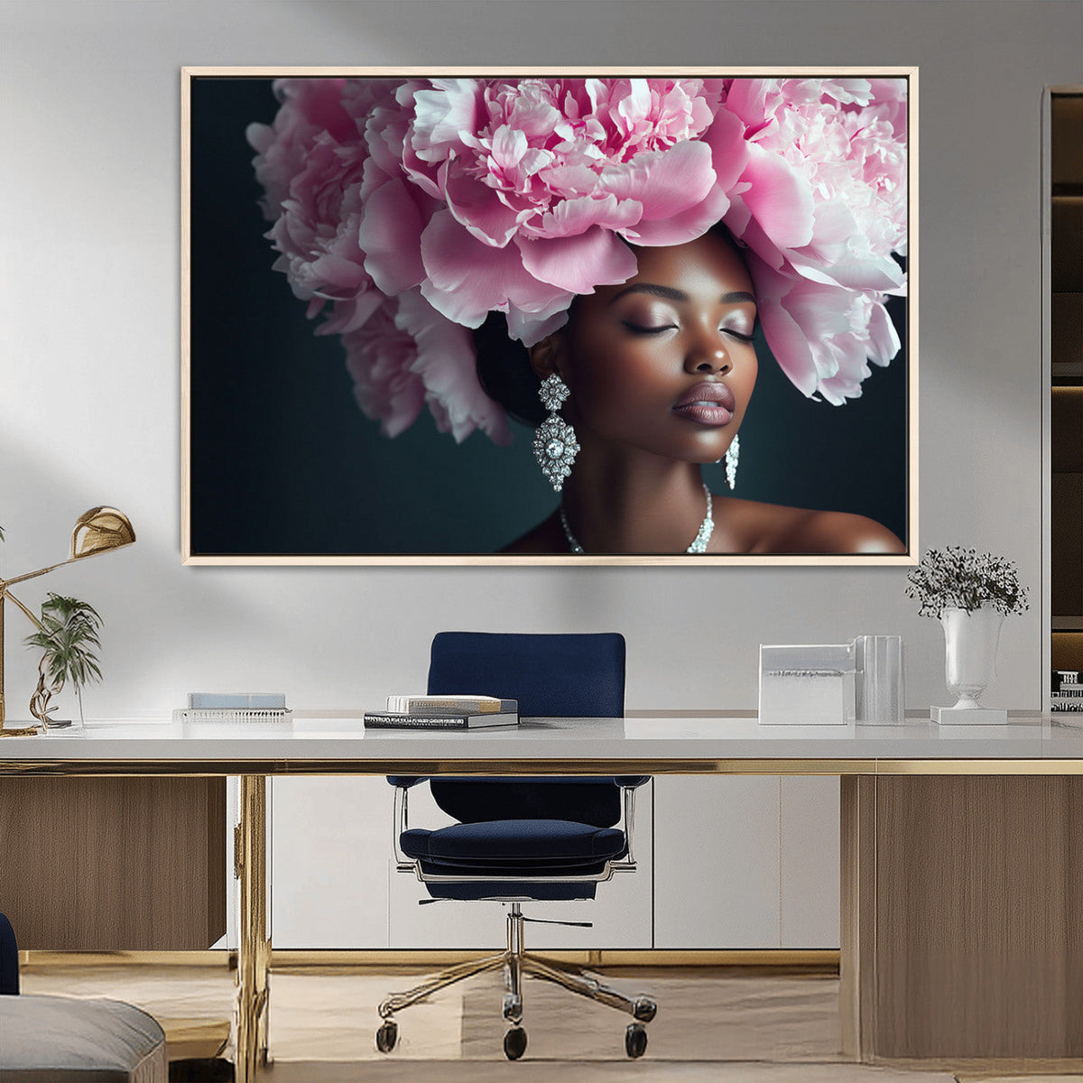 Black Beauty Petal Crown Wall Art Canvas Print – Floral