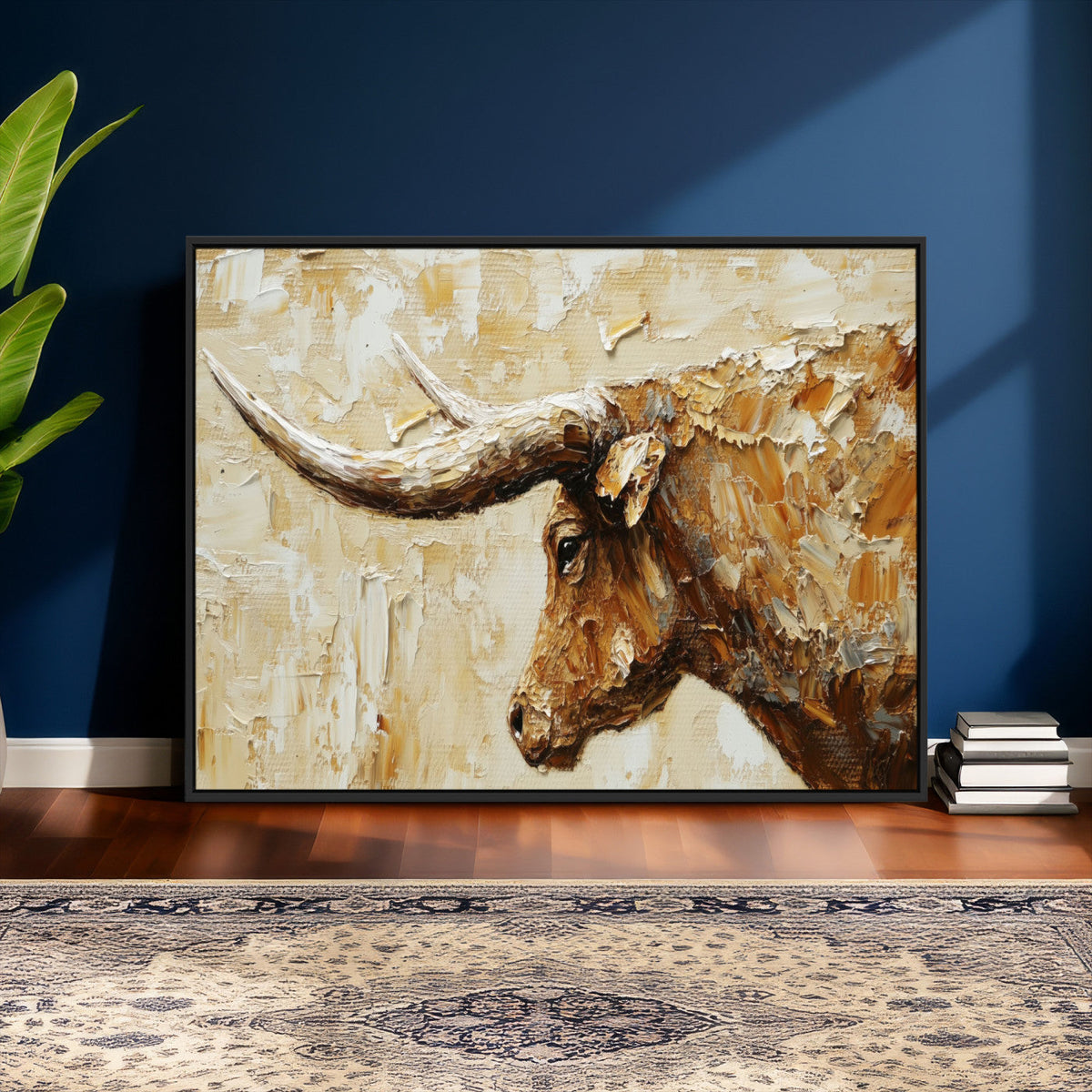 Rustic Longhorn Bull Wall Art Canvas Print – Vintage Western