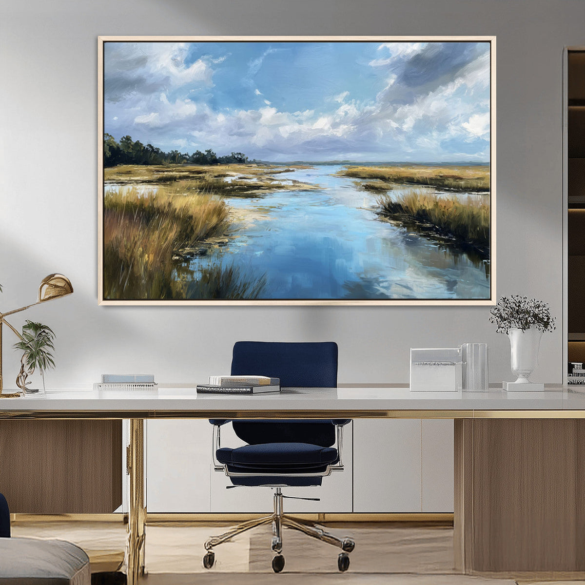 Marshland Wall Art Canvas Print – Serene Water Reflection
