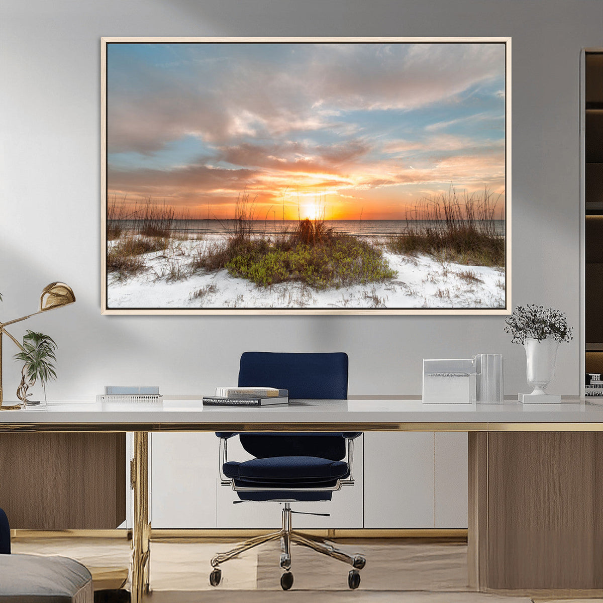 Sunset Beach Wall Art Print – Coastal Canvas Ocean Landscape