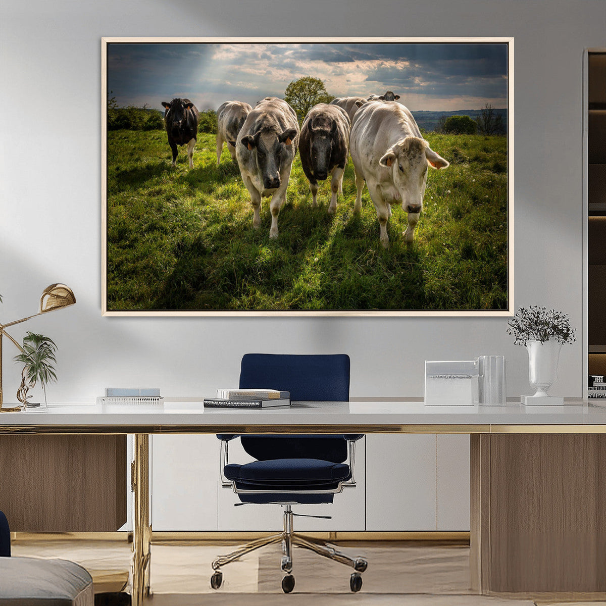 Grazing Cattle Herd Pasture Green Field Livestock Natural