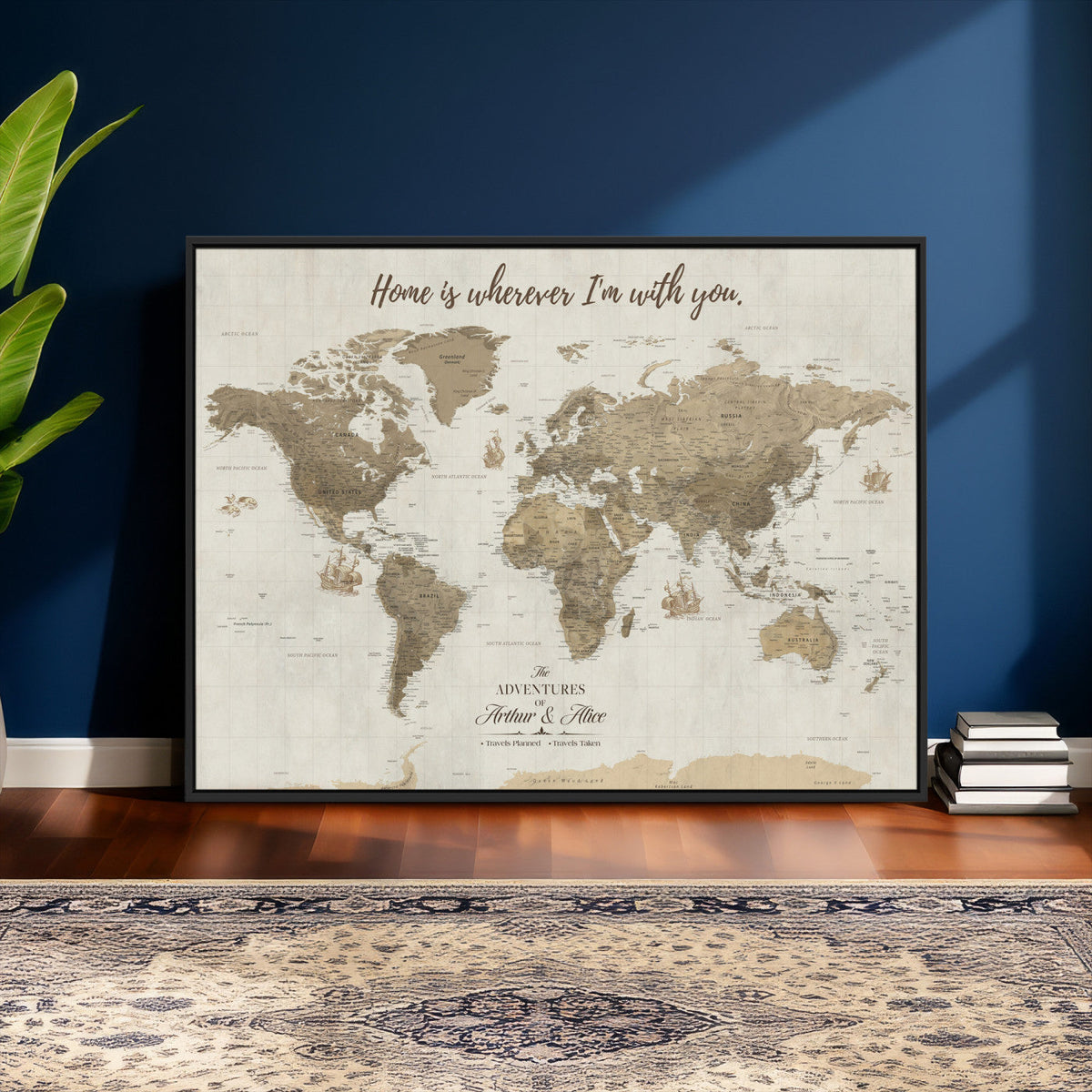 Push Pin World Map Canvas Print – Travel Tracker Wall Art