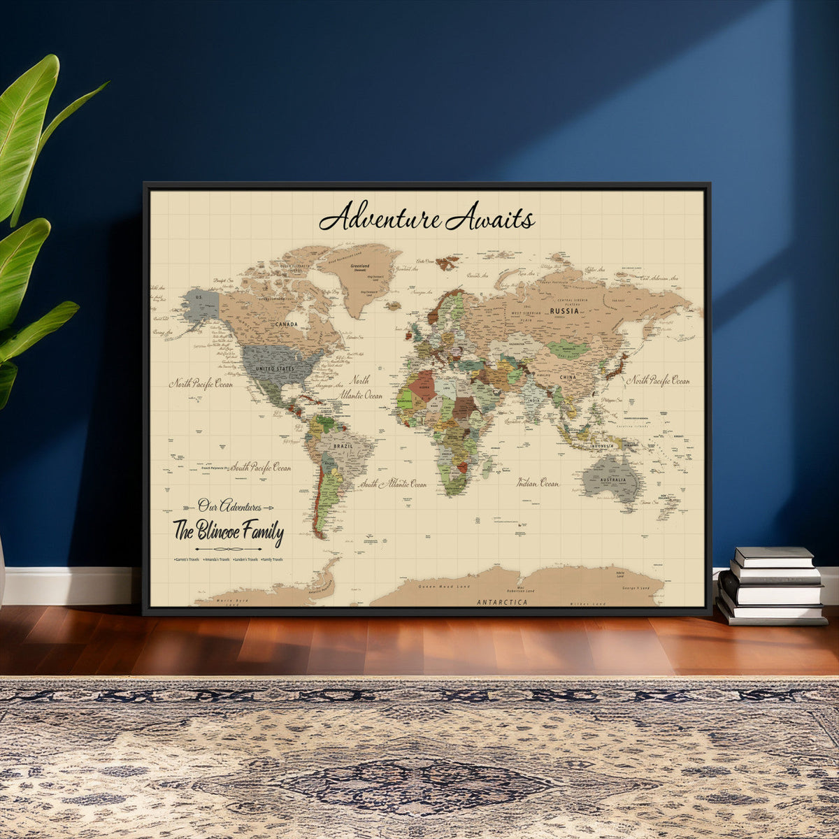 Custom Push Pin World Map Wall Art Canvas Print – Custom