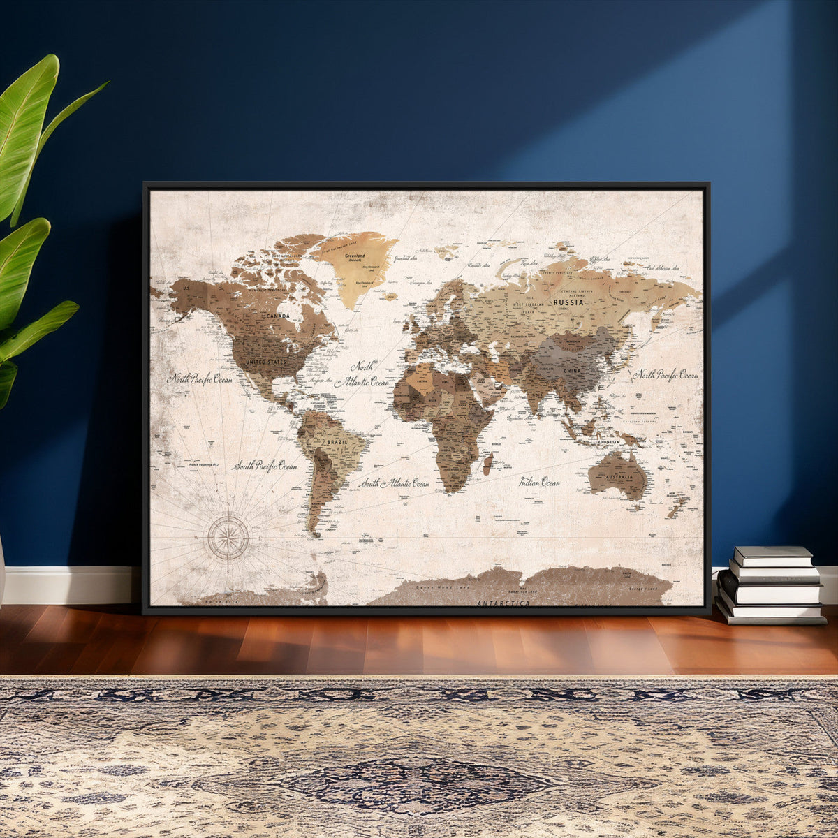 World Map Canvas Print – Framed Travel Map Wall Art for