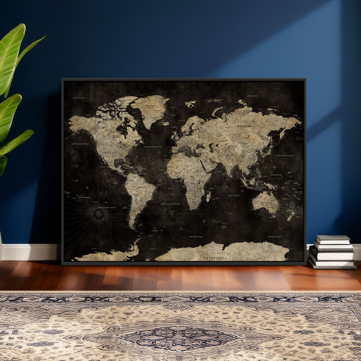 Push Pin World Map Canvas Wall Art Print, Interactive Travel