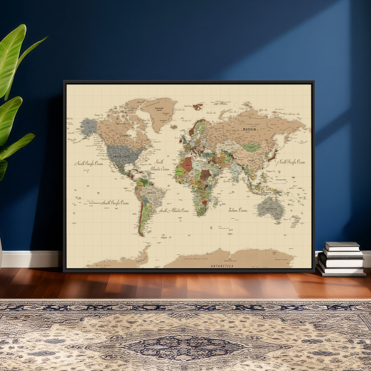 Extra Large World Map Canvas Print – Detailed Map of the