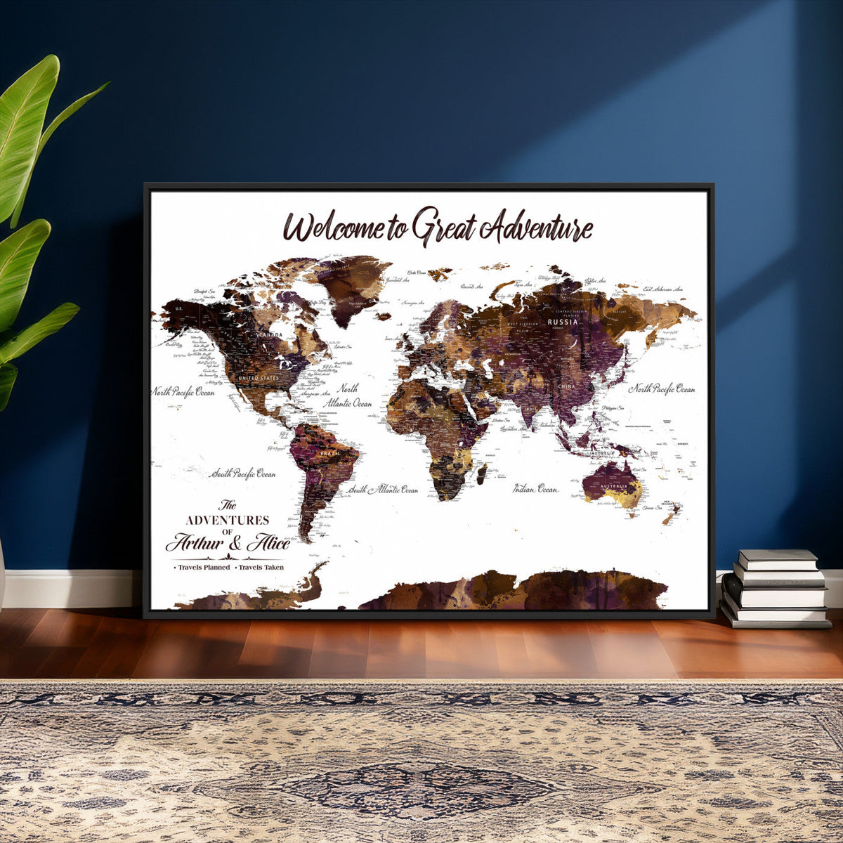 Custom Push Pin World Map Wall Art Canvas Print –