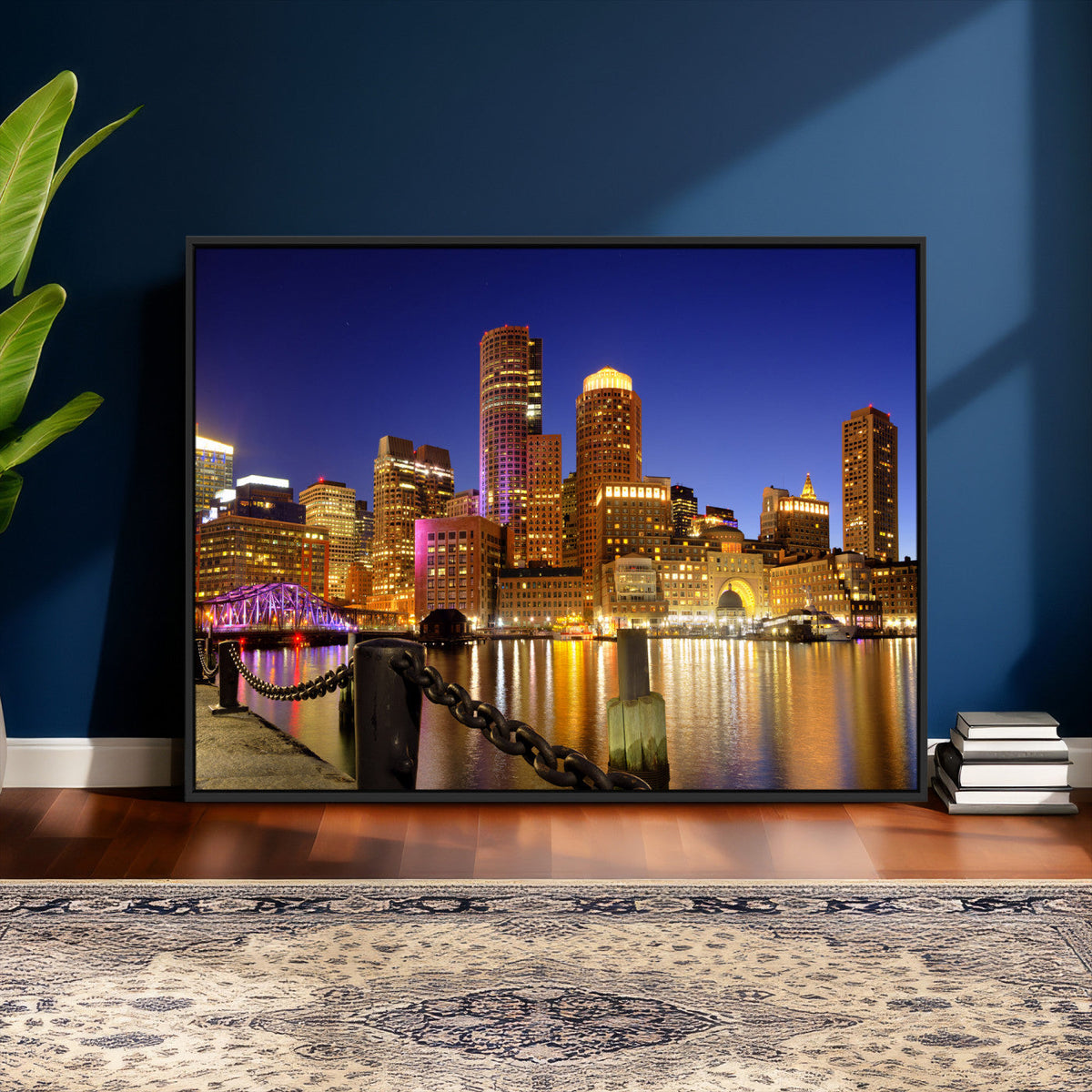 Boston Wall Art Canvas Print, Boston City Downtown Night