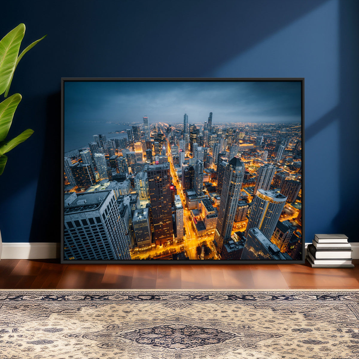 Chicago Wall Art Canvas Print - Chicago City Downtown Night