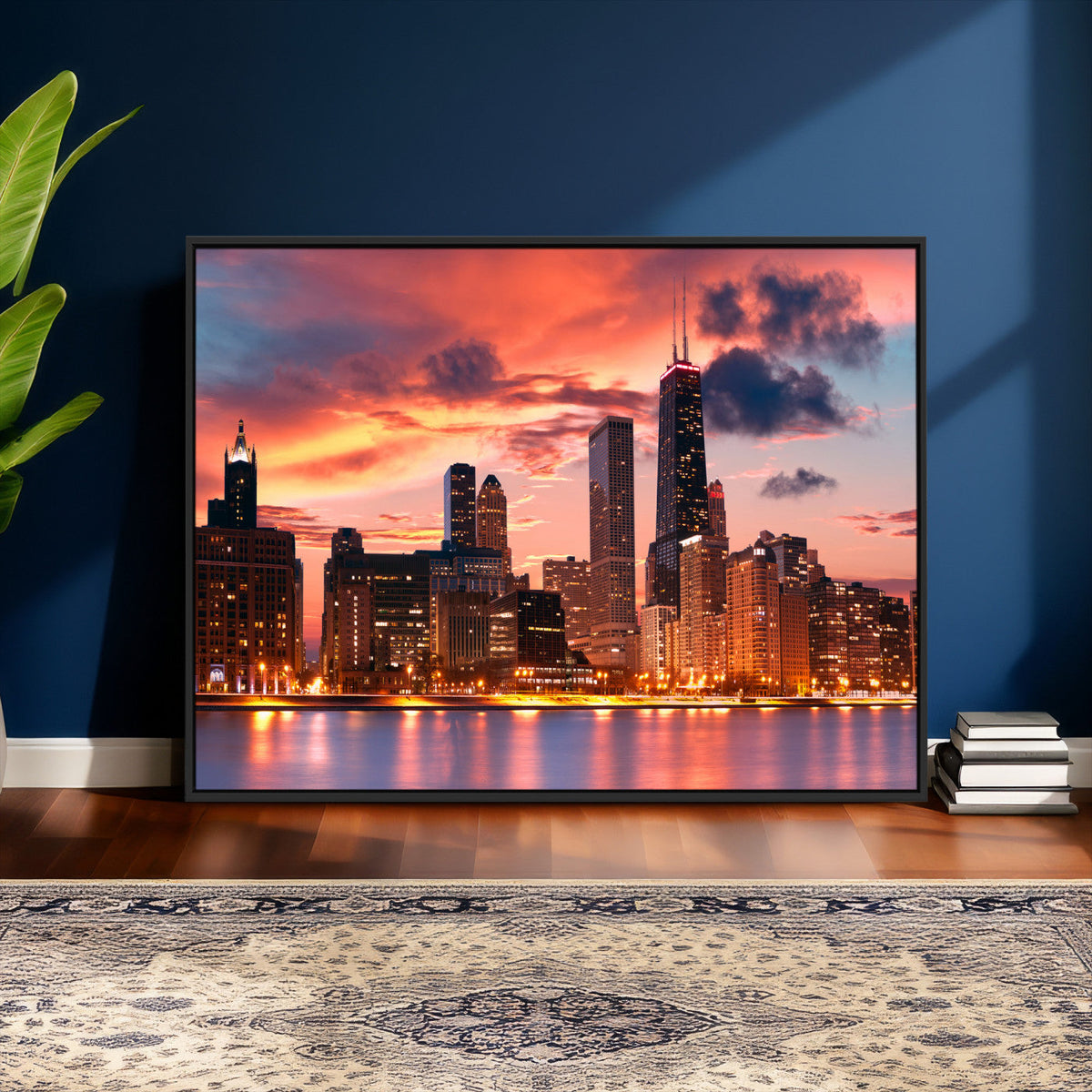 Chicago Wall Art Canvas Print - Chicago City Downtown Night