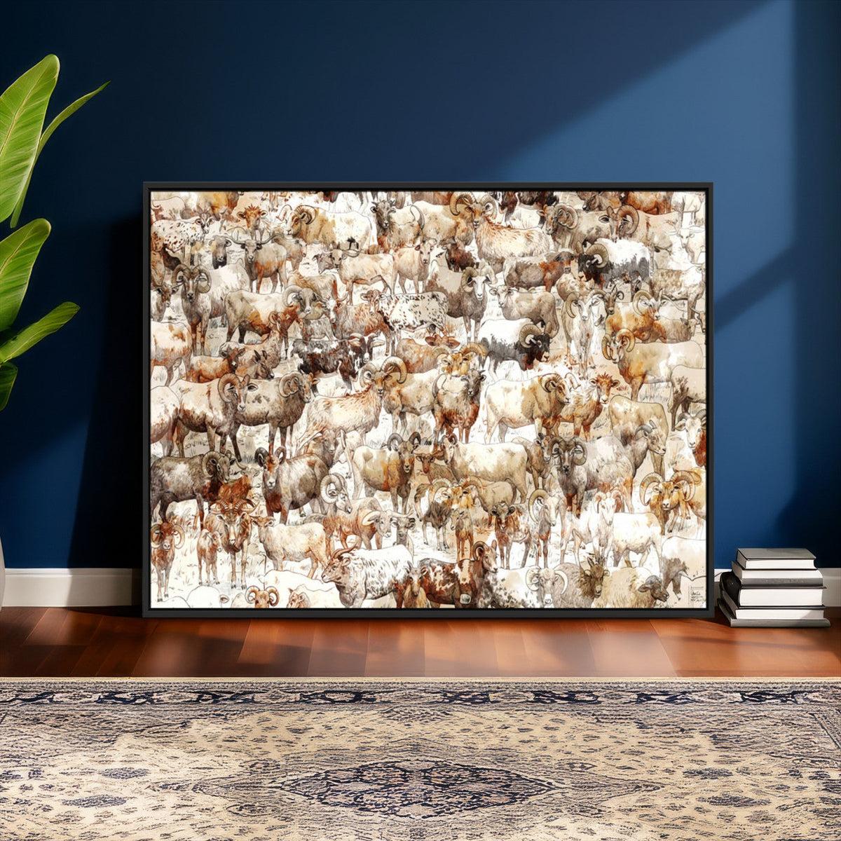 Farmhouse Bighorn Sheep Wall Art Canvas Print - Abstract