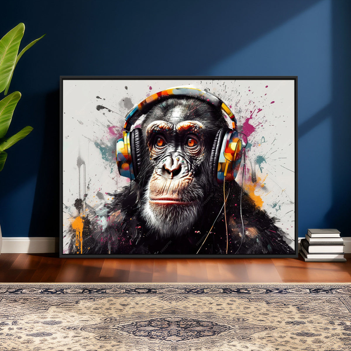 Dj Monkey Wall Art Canvas Print – Colorful Pop Art Banksy