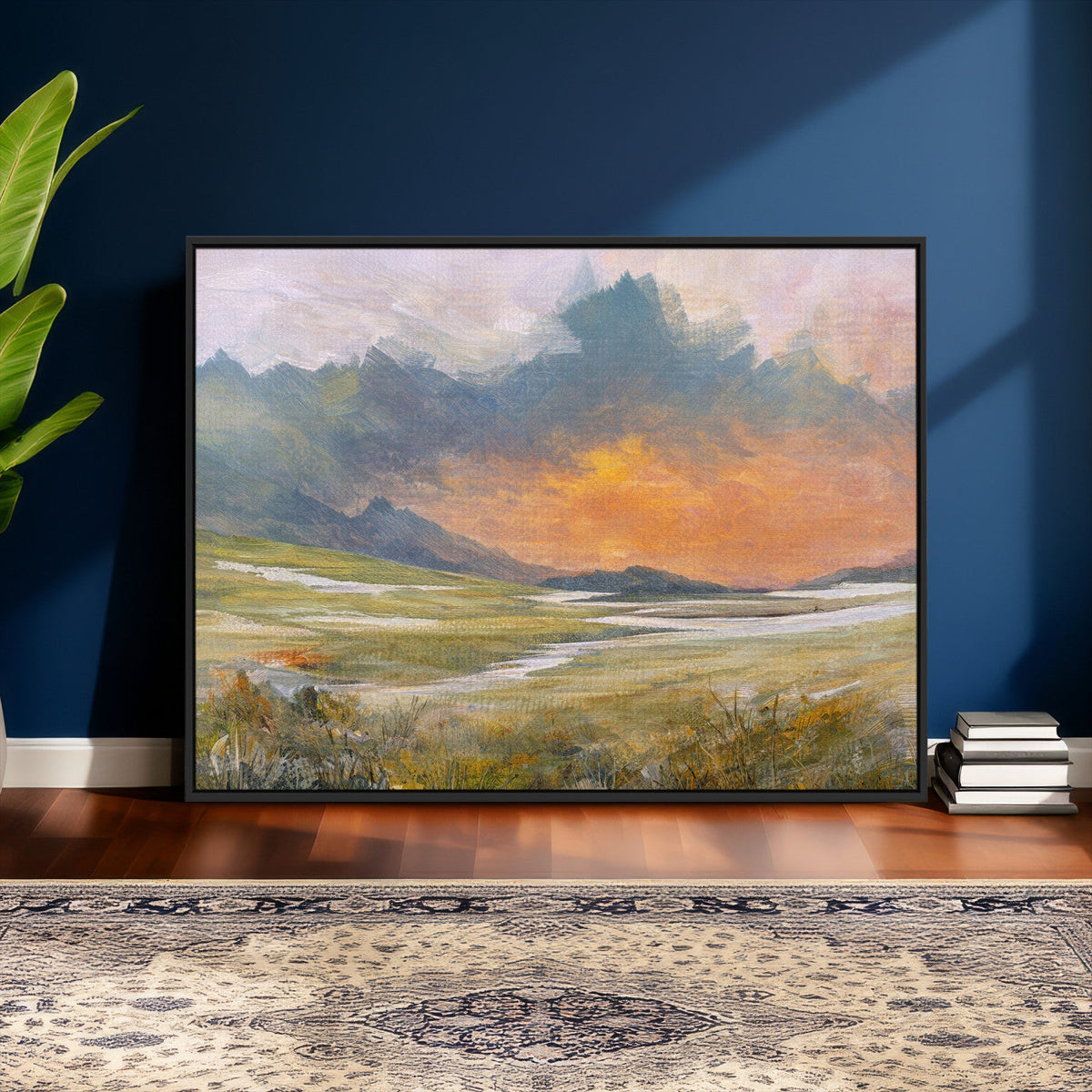 Mountain Sunset Wall Art Canvas Print Vintage Landscape