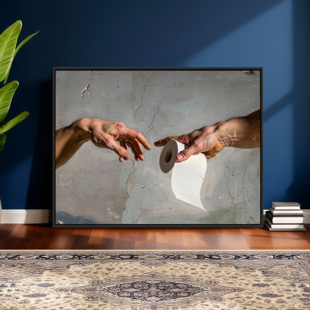 Funny Bathroom Wall Art Canvas, Creation of Toilet Paper