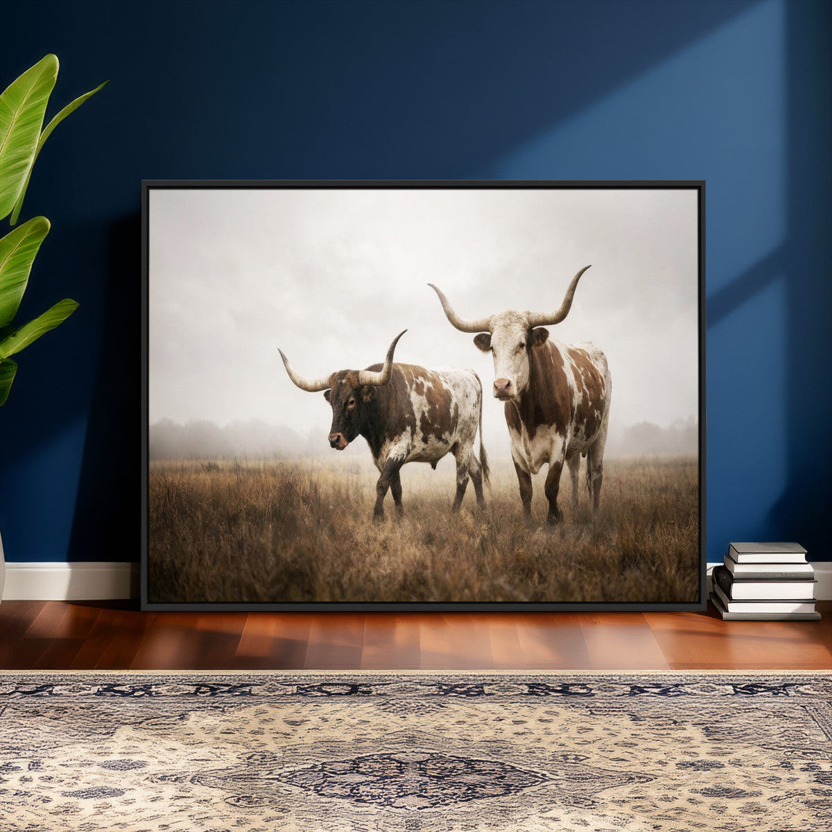 Texas Longhorn Canvas Wall Art Western Bull Desert Moody
