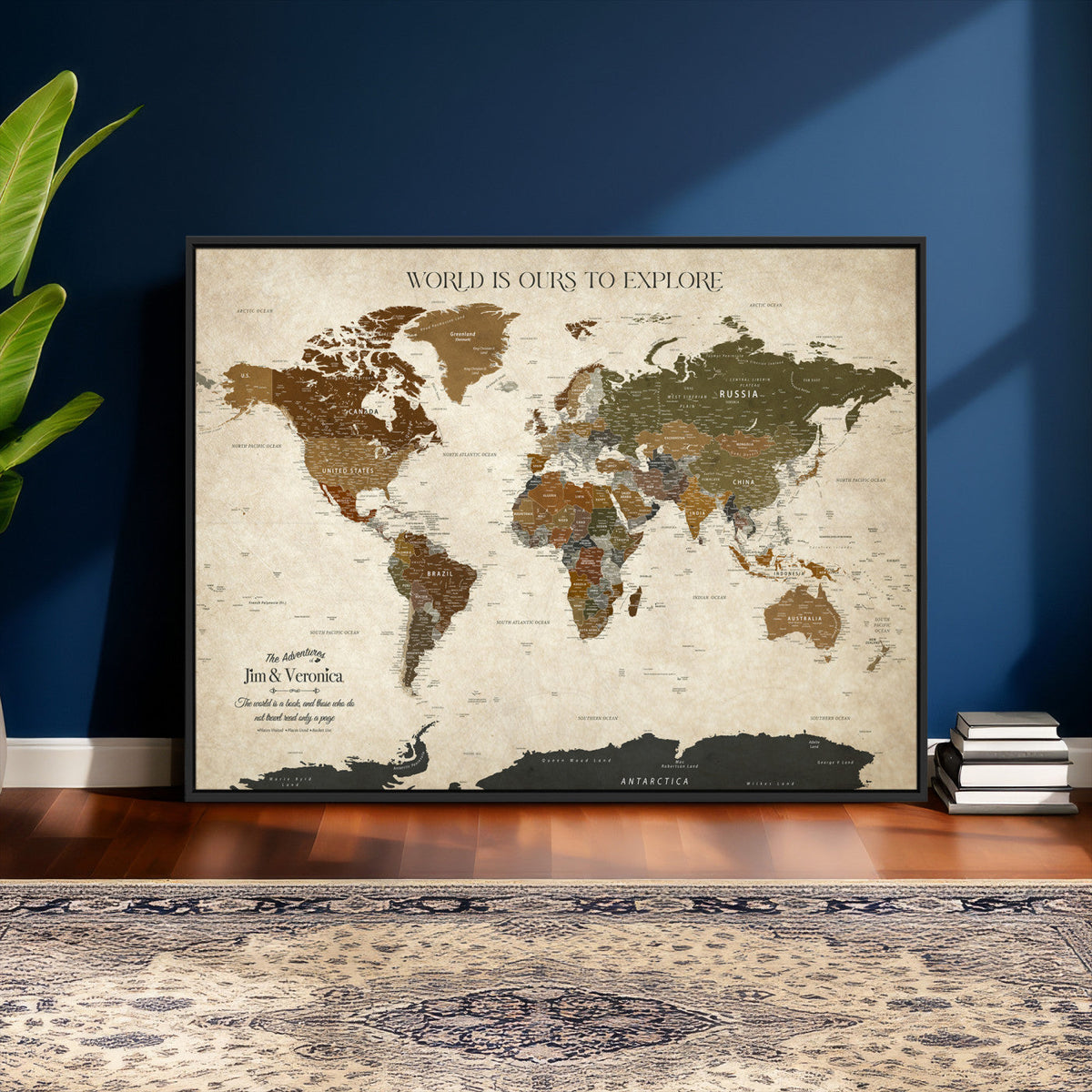 Custom Push Pin World Map Wall Art Canvas Print –
