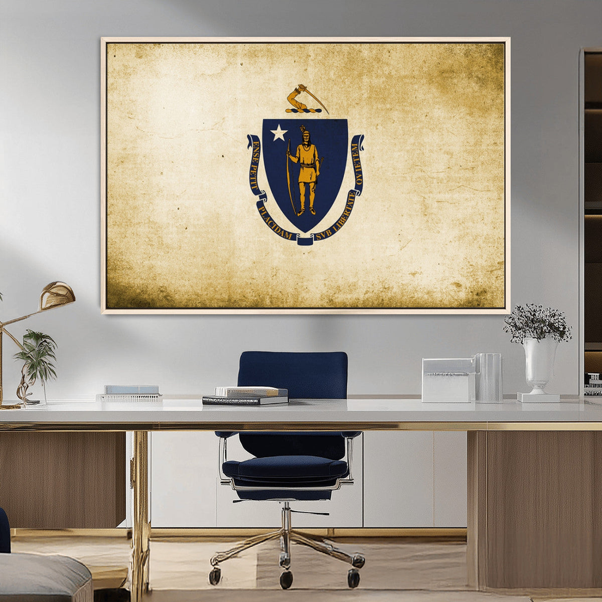 Massachusetts Flag Wall Art Canvas Print