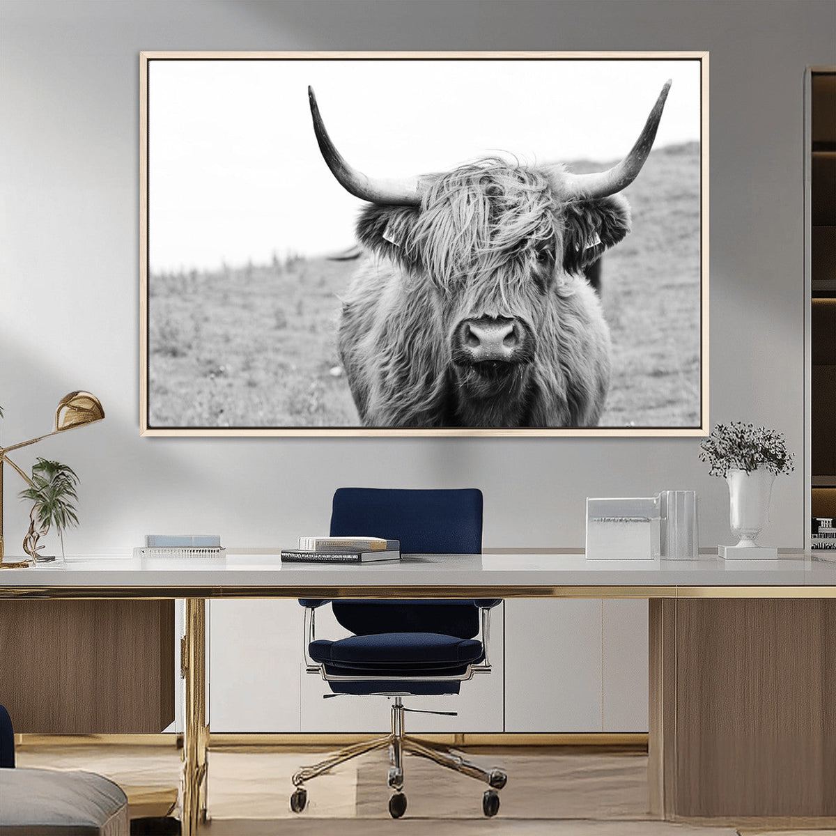 Newfoundland Cow Art Wall Art, Black White Cow Art Wall Art