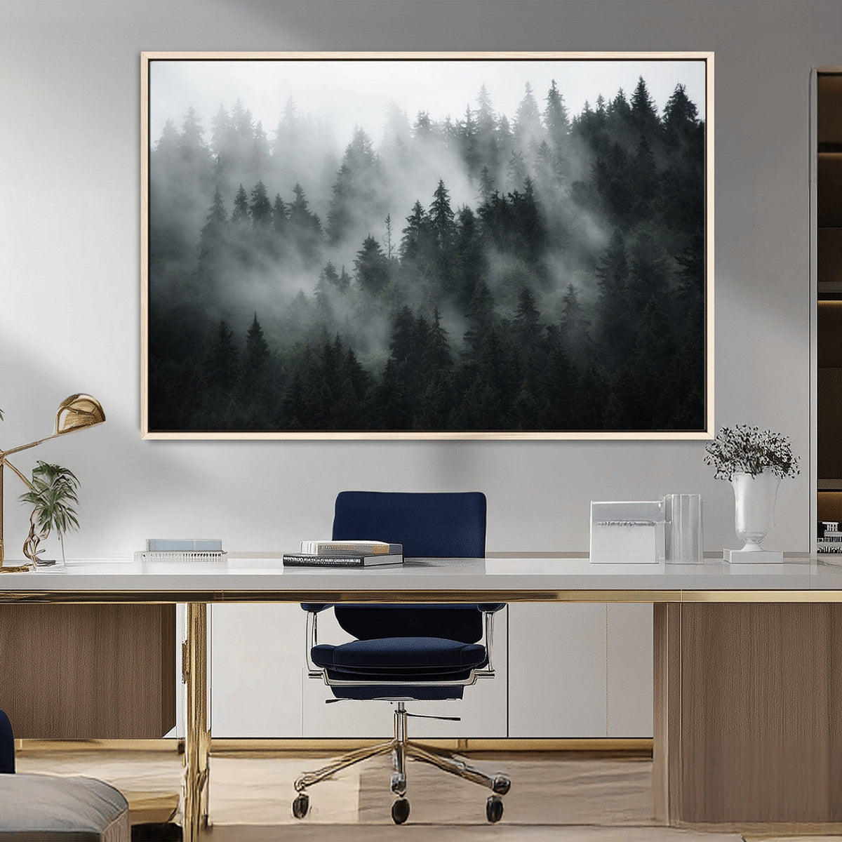 Foggy Forest Wall Art Canvas Print | 3 Panel Large Misty
