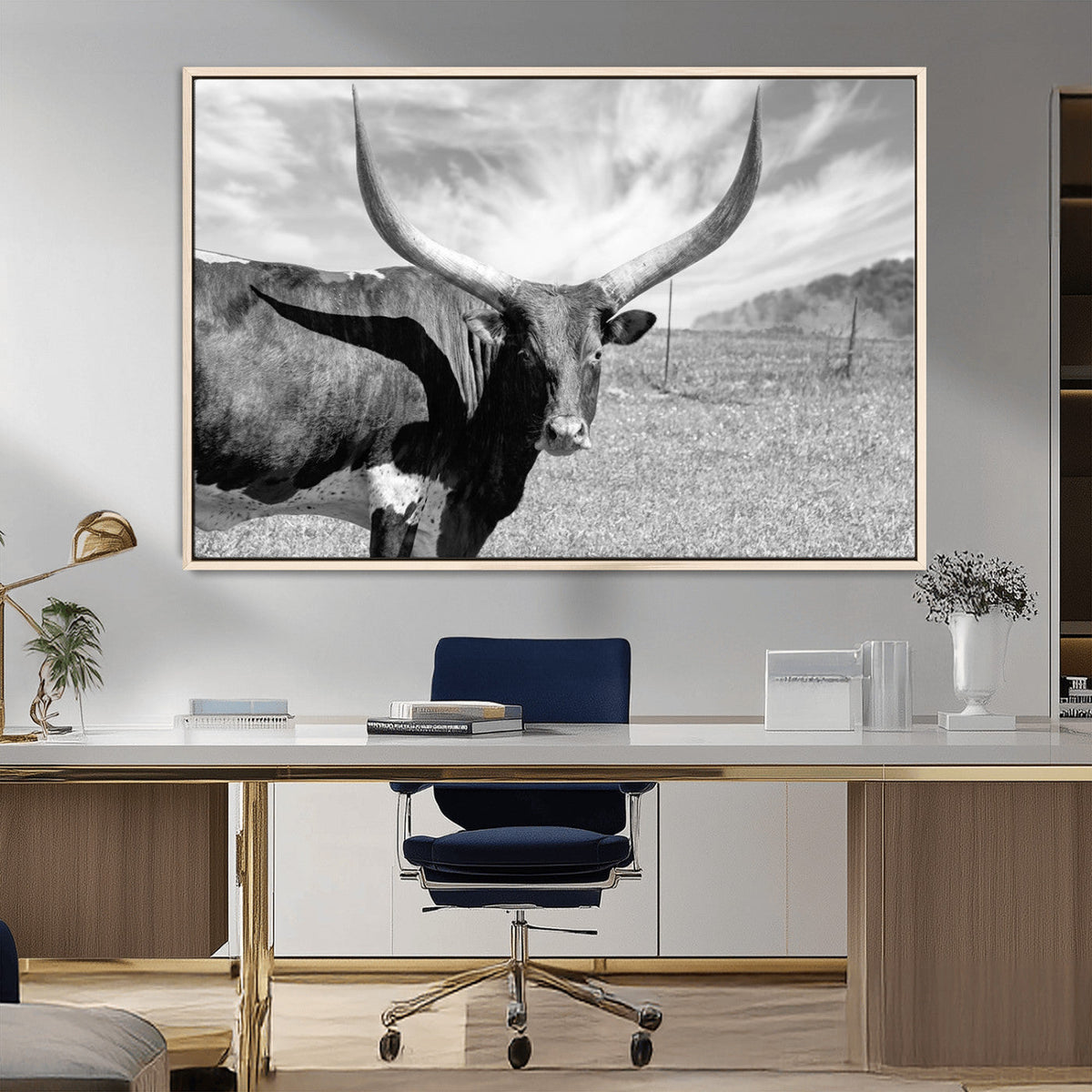 Cattle Wall Art Longhorn Cow Canvas Print