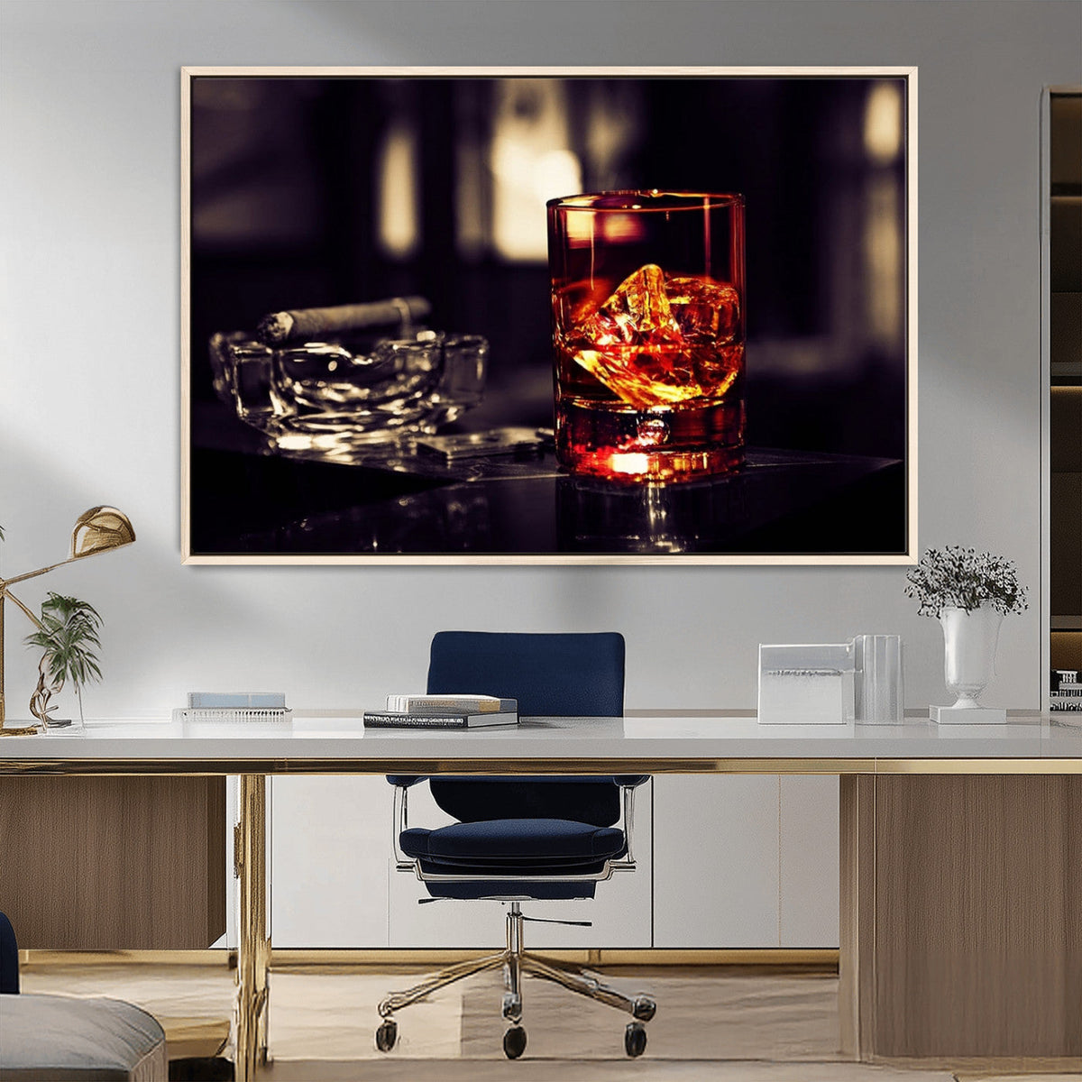 Whiskey and Cigar Canvas – Luxurious Wall Art for Home or