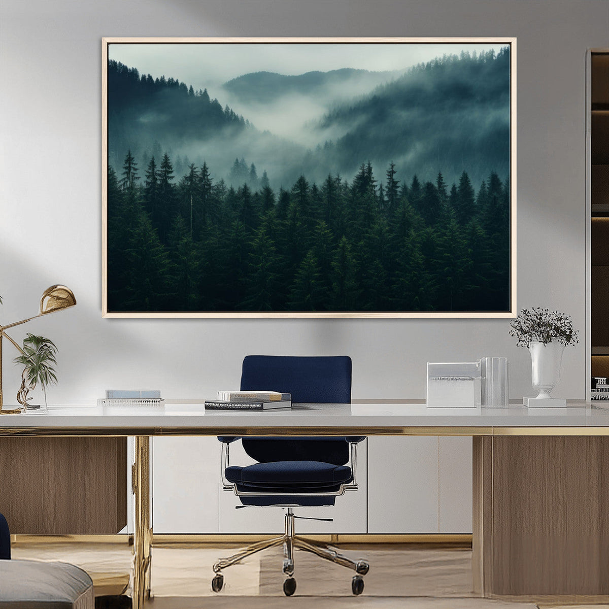Captivating Misty Forest Wall Art Premium Canvas Print,