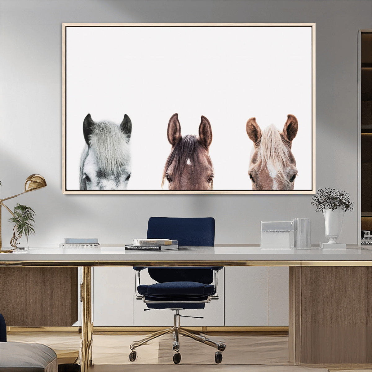 Horse Wall Art - Minimalist Horse Triptych Wall Art – Modern