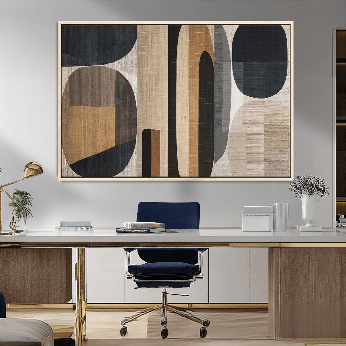 Abstract Minimalist Canvas Wall Art - Neutral Geometric