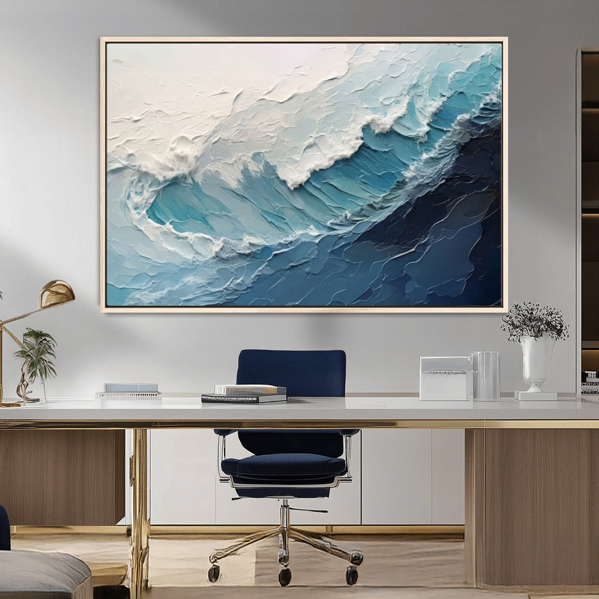 Ocean Wave Canvas Wall Art Print – Coastal Living Room Large