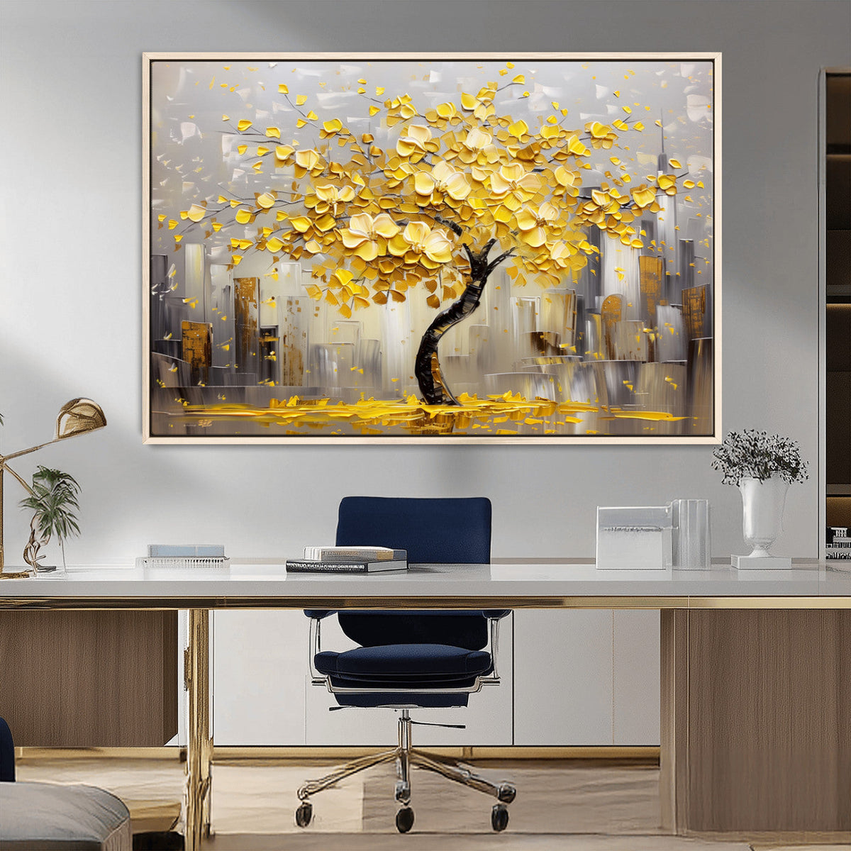 Golden Tree Canvas Print | Abstract Wall Art for Modern