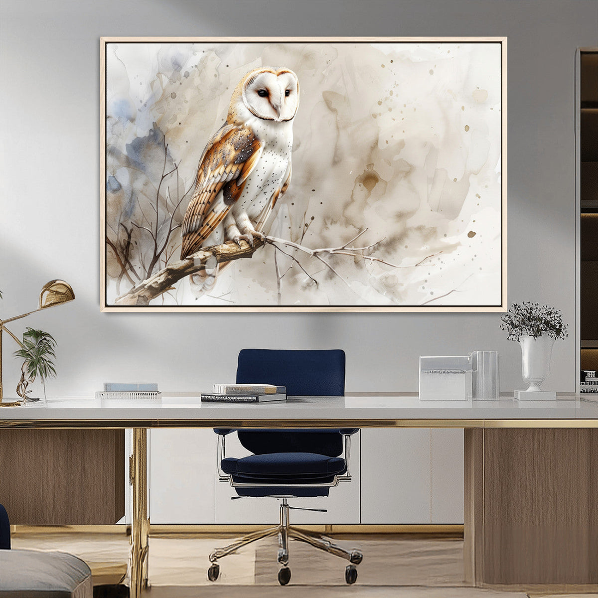Barn Owl Wall Art | Watercolor Canvas Print | Perfect for