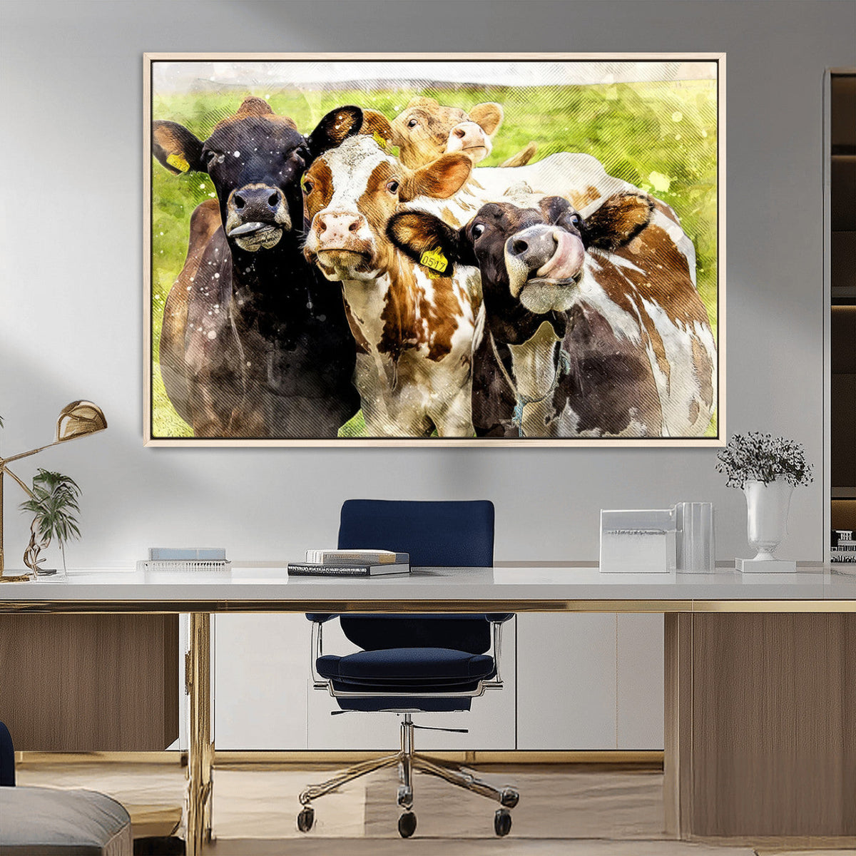 Curious Cows Farmhouse Wall Art | Ready to Hang and Framed